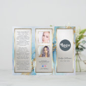 Blauwe inkt marmeren brochure (Staand voorkant)