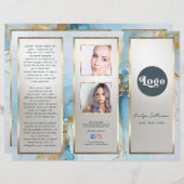 Blauwe inkt marmeren brochure (Voorkant / Achterkant)