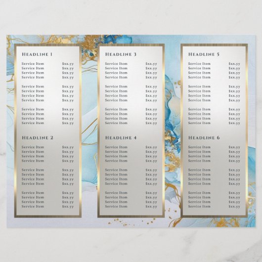 Blauwe inkt marmeren brochure (Achterkant)