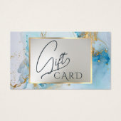 Blauwe inkt marmeren cadeaubon visitekaartje (Voorkant)