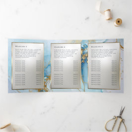 Blauwe inkt marmeren drievoudige brochure drieluik kaart
