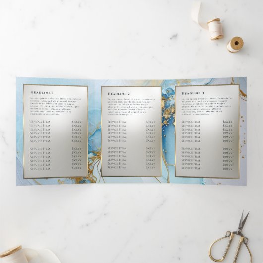 Blauwe inkt marmeren drievoudige brochure drieluik kaart (Binnen)