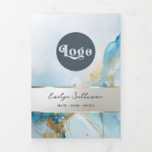 Blauwe inkt marmeren drievoudige brochure drieluik kaart (Cover)