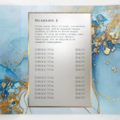 Blauwe inkt marmeren drievoudige brochure drieluik kaart (Binnenkant midden)