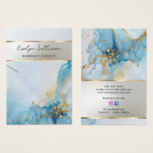 Blauwe inkt marmeren ketting display kaart (Voorkant /achterkant)