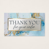 blauwe inkt marmeren kortingskaart visitekaartje (Voorkant)