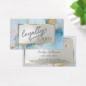 blauwe inkt marmeren loyaliteitskaart visitekaartje (Bureau)