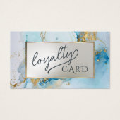 blauwe inkt marmeren loyaliteitskaart visitekaartje (Voorkant)