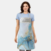 Blauwe inkt marmeren schort (Gedragen)