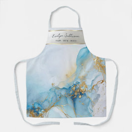 Blauwe inkt marmeren schort