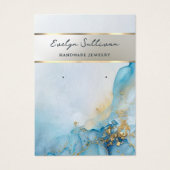 Blauwe inkt marmeren sieraden display kaart (Voorkant)