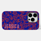 Blauwe Inkt op Rood Eenvoudig Modern Case-Mate iPhone Case (Achterkant (horizontaal))