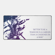 Blauwe Inkt Samurai Krijger & Aangepaste Quote Bur