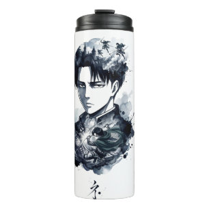 Blauwe Inkt Soldaat Portret Thermische Tumbler Thermosbeker