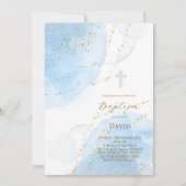 blauwe inkt spat Baptism Kaart (Voorkant)