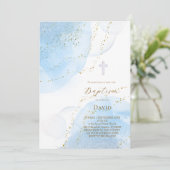 blauwe inkt spat Baptism Kaart (Staand voorkant)