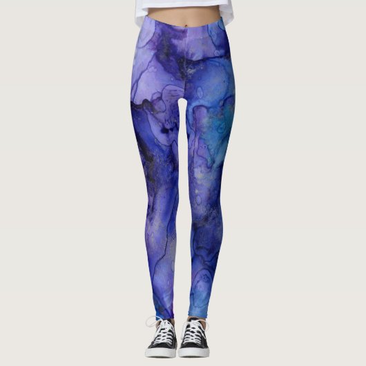 Blauwe inkt tinten leggings (Voorkant)