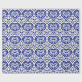 Blauwe inktharten op wit -  Nederlandse stijl Cadeaupapier (Vlak)