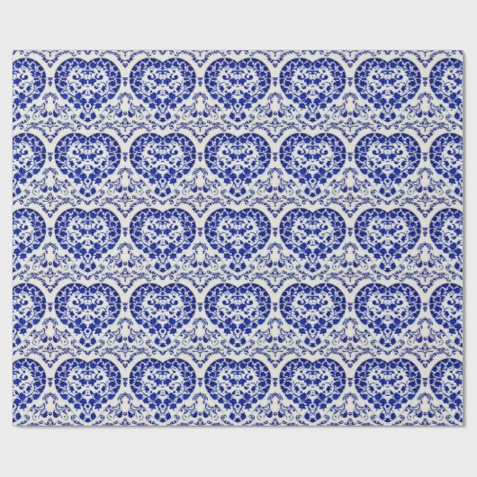 Blauwe inktharten op wit -  Nederlandse stijl Cadeaupapier (Vlak)