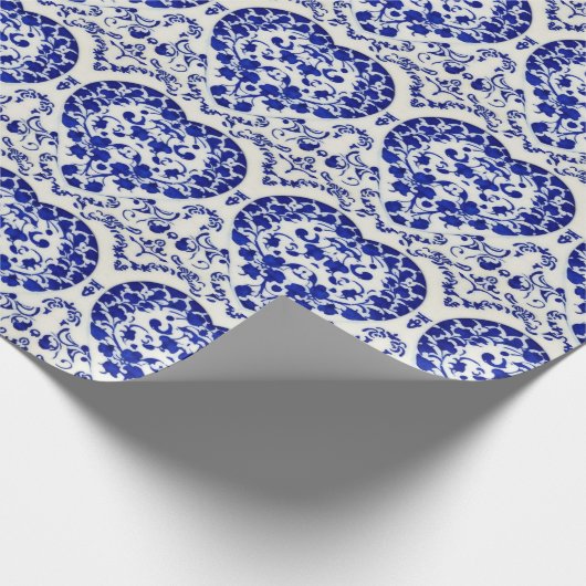 Blauwe inktharten op wit -  Nederlandse stijl Cadeaupapier (Hoek)