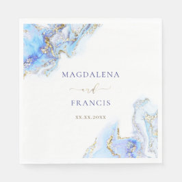 Blauwe inktmarmer Napkins Servet