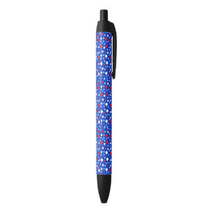 Blauwe inktpennen met rood en wit balontwerp zwarte inkt pen