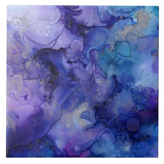 Blauwe inktschaduwen tegeltje (Voorkant)