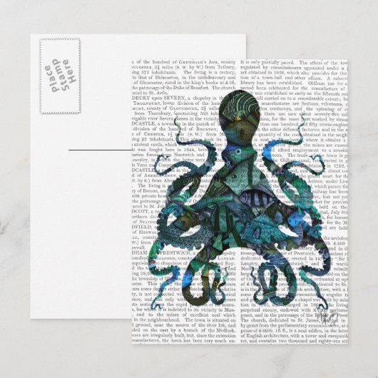 Blauwe inktvis briefkaart (Voorkant / Achterkant)