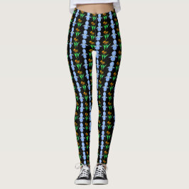 Blauwe inktvis een gele en rode tulpen leggings