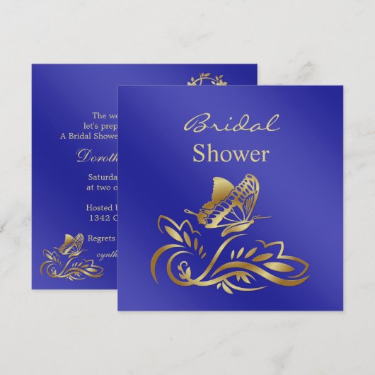 Blauwe inktvis en goudzeugen, vlindervliegend Vrij Kaart (Voorkant / Achterkant)