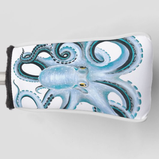 Blauwe inktvis & marker golfheadcover (Voorkant)