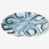 Blauwe inktvis & marker papieren bordje (Gekanteld)