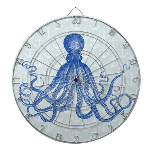 blauwe inktvis met ankers dartbord (Voorkant)