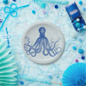  blauwe inktvis met ankers papieren bordje (Feest)