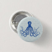  blauwe inktvis met ankers ronde button 3,2 cm (Voorkant /achterkant)