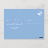 Blauwe inktvis slaat de datum op briefkaart (Achterkant)