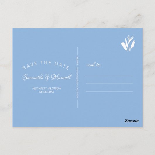 Blauwe inktvis slaat de datum op briefkaart (Achterkant)