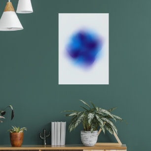 Blauwe Inktvlek Minimalistische Abstracte Kunstpos Poster