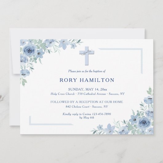 Blauwe inspiratie religieuze uitnodiging (Voorkant)