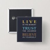Blauwe Inspirerend moderne typografie Vierkante Button 5,1 Cm (Voorkant /achterkant)