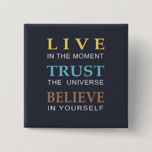 Blauwe Inspirerend moderne typografie Vierkante Button 5,1 Cm
