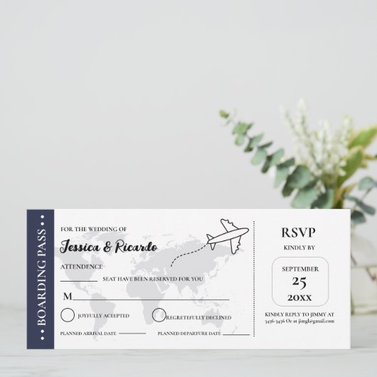 Blauwe instapkaart bruiloft RSVP-insluitingskaart Kaart (Staand voorkant)