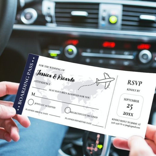 Blauwe instapkaart bruiloft RSVP-insluitingskaart Kaart