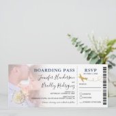 Blauwe instapkaart | Doelbruiloft foto Kaart (Staand voorkant)