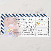 Blauwe instapkaart | Doelbruiloft foto Kaart (Voorkant / Achterkant)