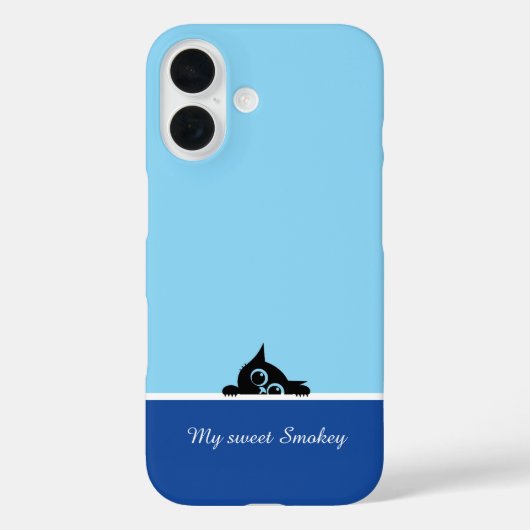 Blauwe iPhone Hoes met Mopige Kittens Ontwerp (Achterkant)
