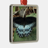 Blauwe Iridescent Mormon Butterfly Metalen Ornament (Rechts)