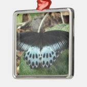 Blauwe Iridescent Mormon Butterfly Metalen Ornament (Links)