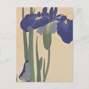 Blauwe IRIES van Ohara Koson Briefkaart