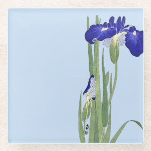 Blauwe IRIES van Ohara Koson Glazen Onderzetter